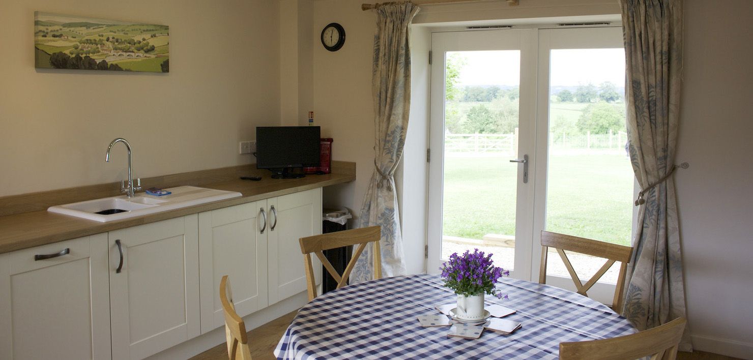 self catering kitchen overlooking the rolling hills